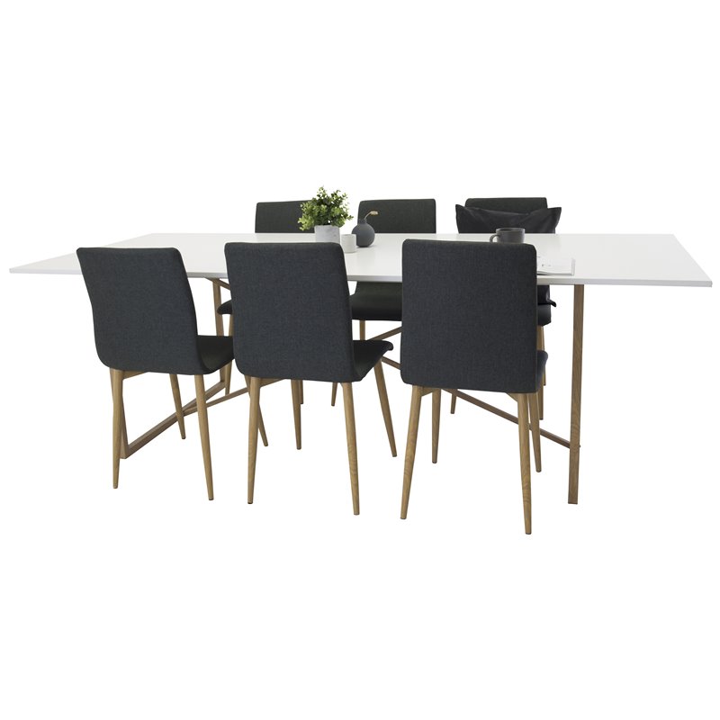 Palace Dining Table - 240*100*H75 - White / Oak, Windu Dining Chair - Grey / Oak_6