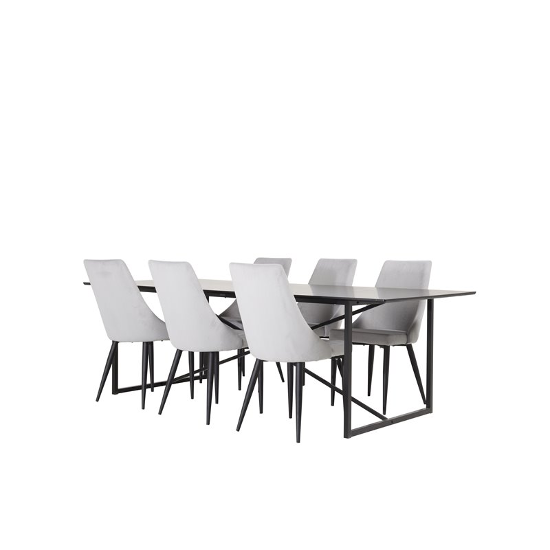 Palace Dining Table - 240*100*H75 - Black / Black, Leone Dining Chair - Grey / Black_6