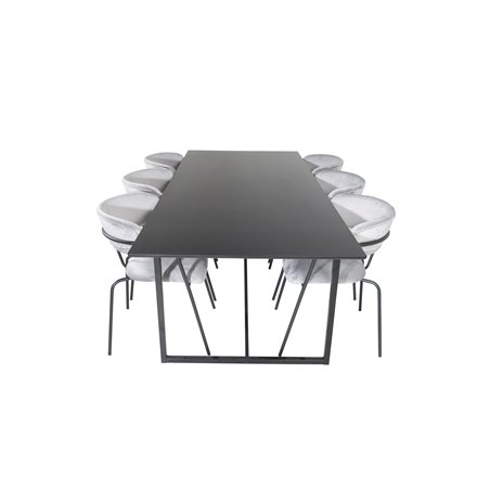 Palace Dining Table - 240*100*H75 - Black / Black, Arrow armchair - Black Legs - Grey Velvet_6