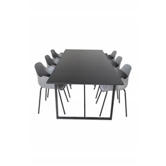 Palace Dining Table - 240*100*H75 - Black / Black, Comfort Plastic Dining Chair - Black Legs - Grey Plastic_6