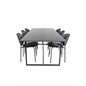 Palace Dining Table - 240*100*H75 - Black / Black, Vault Dining Chair - Black legs - Black Flower printed fabric_6