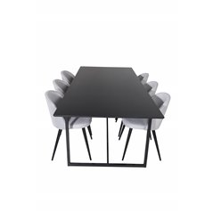 Palace Dining Table - 240*100*H75 - Black / Black, Velvet Dining Chiar - Black legs - Light GreyFabric_6