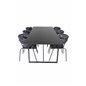 Palace Dining Table - 240*100*H75 - Black / Black, Arrow armchair - Black Legs - Black Flower printed Fabric_6