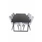 Palace Dining Table - 240*100*H75 - Black / Black, Velvet Deluxe Dining Chair - Black Legs - Light Grey Fabric_6