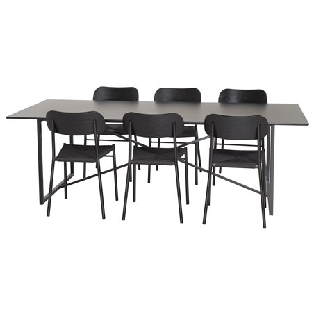 Palace Dining Table - 240*100*H75 - Black / Black, Polly Dining Chair - Black / Black_6