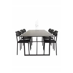 Palace Dining Table - 240*100*H75 - Black / Black, Polly Dining Chair - Black / Black_6