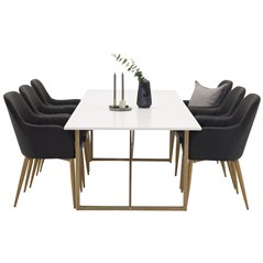 Palace Dining Table - 240*100*H75 - White / Oak, Comfort Dining Chair - Black / Oak_6