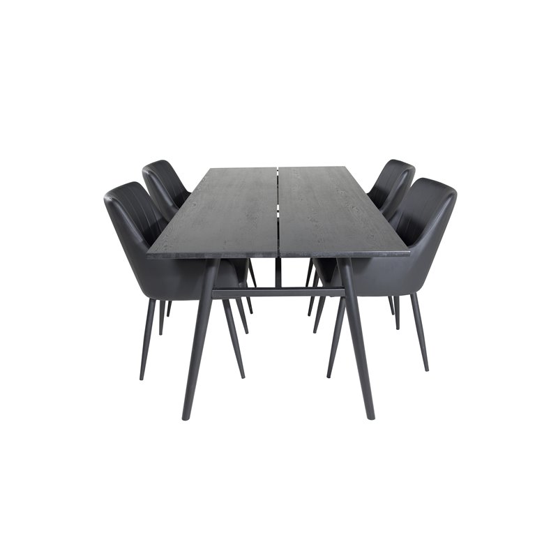 Sleek Extentiontable Black Brushed - 195*95, Comfort Dining Chair - Black / Black_4