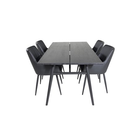 Sleek Extentiontable Black Brushed - 195*95, Comfort Dining Chair - Black / Black_4