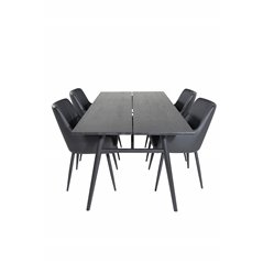 Sleek Extentiontable Black Brushed - 195*95, Comfort Dining Chair - Black / Black_4