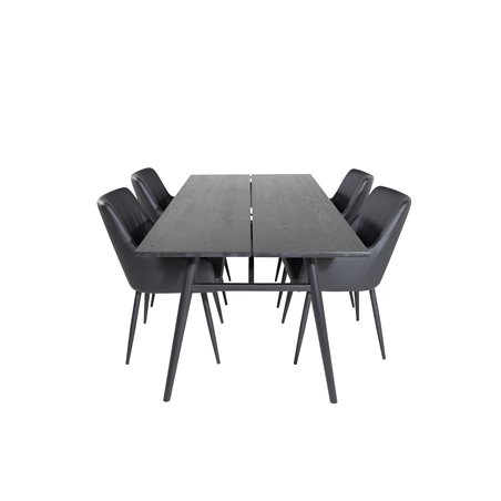 Sleek Extentiontable Black Brushed - 195*95, Comfort Dining Chair - Black / Black_4