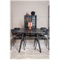 Sleek Extentiontable Black Brushed - 195*95, Arrow armchair - Black Legs - Black Flower printed Fabric_4