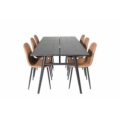 Sleek Extentiontable Black Brushed - 195*95, Polar Dining Chair - Brown / Black _6