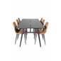 Sleek Extentiontable Black Brushed - 195*95, Polar Dining Chair - Brown / Black _6