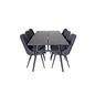 Sleek Extentiontable Black Brushed - 195*95, Velvet Deluxe Dining Chair - Black Legs - Black Fabric_6