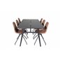 Sleek Extentiontable Black Brushed - 195*95, Polar Dining Chair with Spin function - black Legs - Brown PU - White Stitches_6