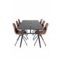 Sleek Extentiontable Black Brushed - 195*95, Polar Dining Chair with Spin function - black Legs - Brown PU - White Stitches_6