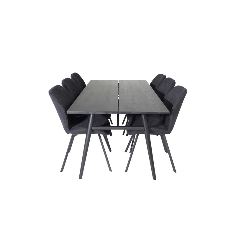 Sleek Extentiontable Black Brushed - 195*95, Gemma Dining Chair - Black Legs - Black Fabric_6