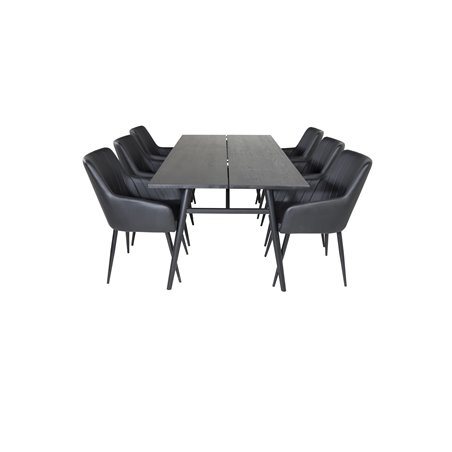 Sleek Extentiontable Black Brushed - 195*95, Comfort Dining Chair - Black / Black_6