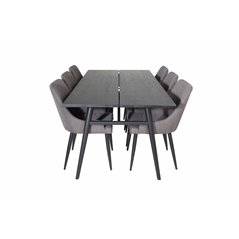 Sleek Extentiontable Black Brushed - 195*95, Plaza Dining Chair - Dark Grey / Black_6