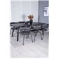 Sleek Extentiontable Black Brushed - 195*95, Arrow armchair - Black Legs - Black Flower printed Fabric_6