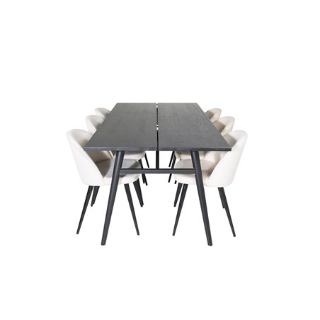 Sleek Extentiontable Black Brushed - 195*95, Velvet Dining Chair - Beige / Black_6