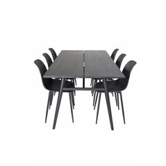 Sleek Extentiontable Black Brushed - 195*95, Polar Plastic Dining Chair - Black Legs / Black Plastic_6