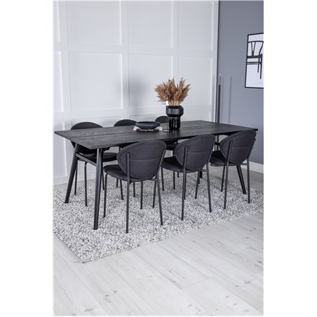 Sleek Extentiontable Black Brushed - 195*95, Vault Dining Chair - Black Legs - Black Fabric_6