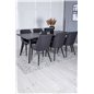 Sleek Extentiontable Black Brushed - 195*95, Plaza Dining Chair - Black Legs - Black Fabric_6