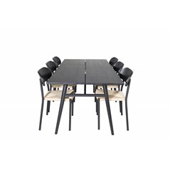 Sleek Extentiontable Black Brushed - 195*95, Polly Dining Chair - Nature / Black_6