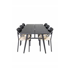 Sleek Extentiontable Black Brushed - 195*95, Polly Dining Chair - Nature / Black_6