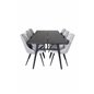 Sleek Extentiontable Black Brushed - 195*95, Velvet Deluxe Dining Chair - Light Grey / Black_6