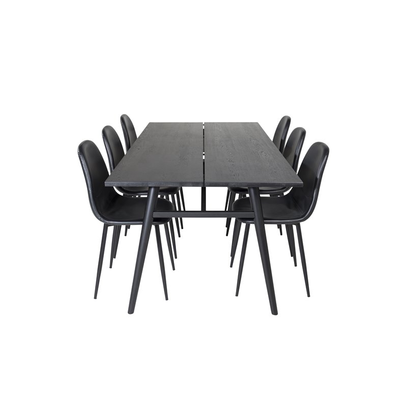 Sleek Extentiontable Black Brushed - 195*95, Polar Dining Chair - Black / Black_6