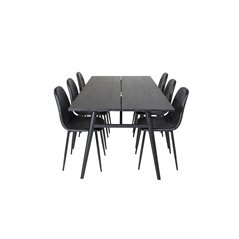 Sleek Extentiontable Black Brushed - 195*95, Polar Dining Chair - Black / Black_6