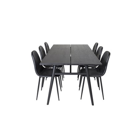 Sleek Extentiontable Black Brushed - 195*95, Polar Dining Chair - Black / Black_6