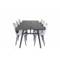 Sleek Extentiontable Black Brushed - 195*95, Polar Diamond Dining Chair - Black Legs - Grey Velvet_6