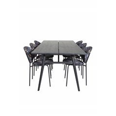 Sleek Extentiontable Black Brushed - 195*95, Vault Dining Chair - Black legs - Black Flower printed fabric_6