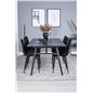 Sleek Extentiontable Black Brushed - 195*95, Polar Diamond Dining Chair - Black Legs - Black Velvet_6