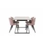 Estelle Dining Table 140*90 - White / Black, Velvet Dining Chair - Pink / Black_4