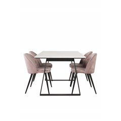 Estelle Dining Table 140*90 - White / Black, Velvet Dining Chair - Pink / Black_4