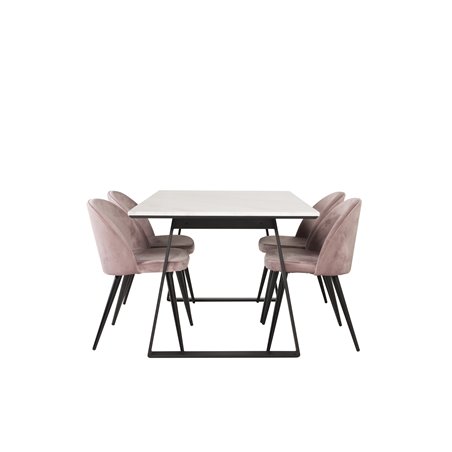 Estelle Dining Table 140*90 - White / Black, Velvet Dining Chair - Pink / Black_4