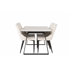 Estelle Dining Table 140*90 - White / Black, Leone Dining Chair - Beige / Black_4