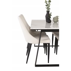 Estelle Dining Table 140*90 - White / Black, Leone Dining Chair - Beige / Black_4