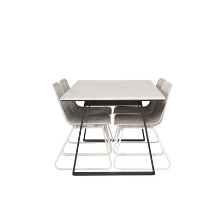 Estelle Dining Table 140*90 - White / Black, Cirebon Dining Chair - White Wash_4