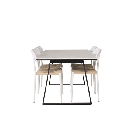 Estelle Dining Table 140*90 - White / Black, Polly Dining Chair - Nature / White_4