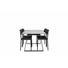 Estelle Dining Table 140*90 - White / Black, Polly Dining Chair - Black / Black_4