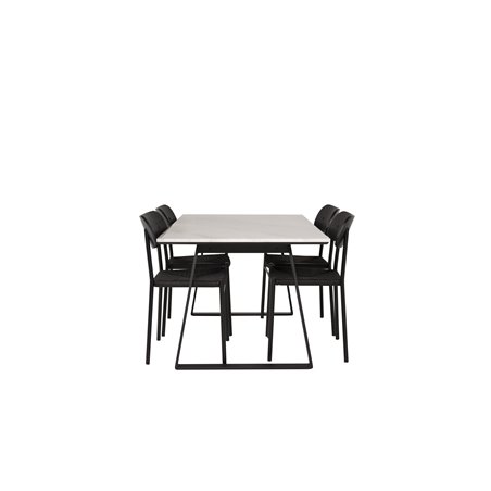 Estelle Dining Table 140*90 - White / Black, Polly Dining Chair - Black / Black_4