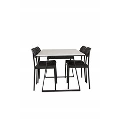 Estelle Dining Table 140*90 - White / Black, Polly Dining Chair - Black / Black_4