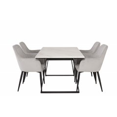 Estelle Dining Table 140*90 - White / Black, Comfort Dining Chair - Grey / Black _4