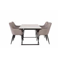 Estelle Dining Table 140*90 - White / Black, Comfort Dining Chair - Grey / Black_4